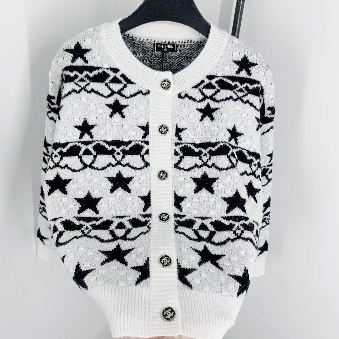 New Contrast Pattern Long Sleeve Cardigan