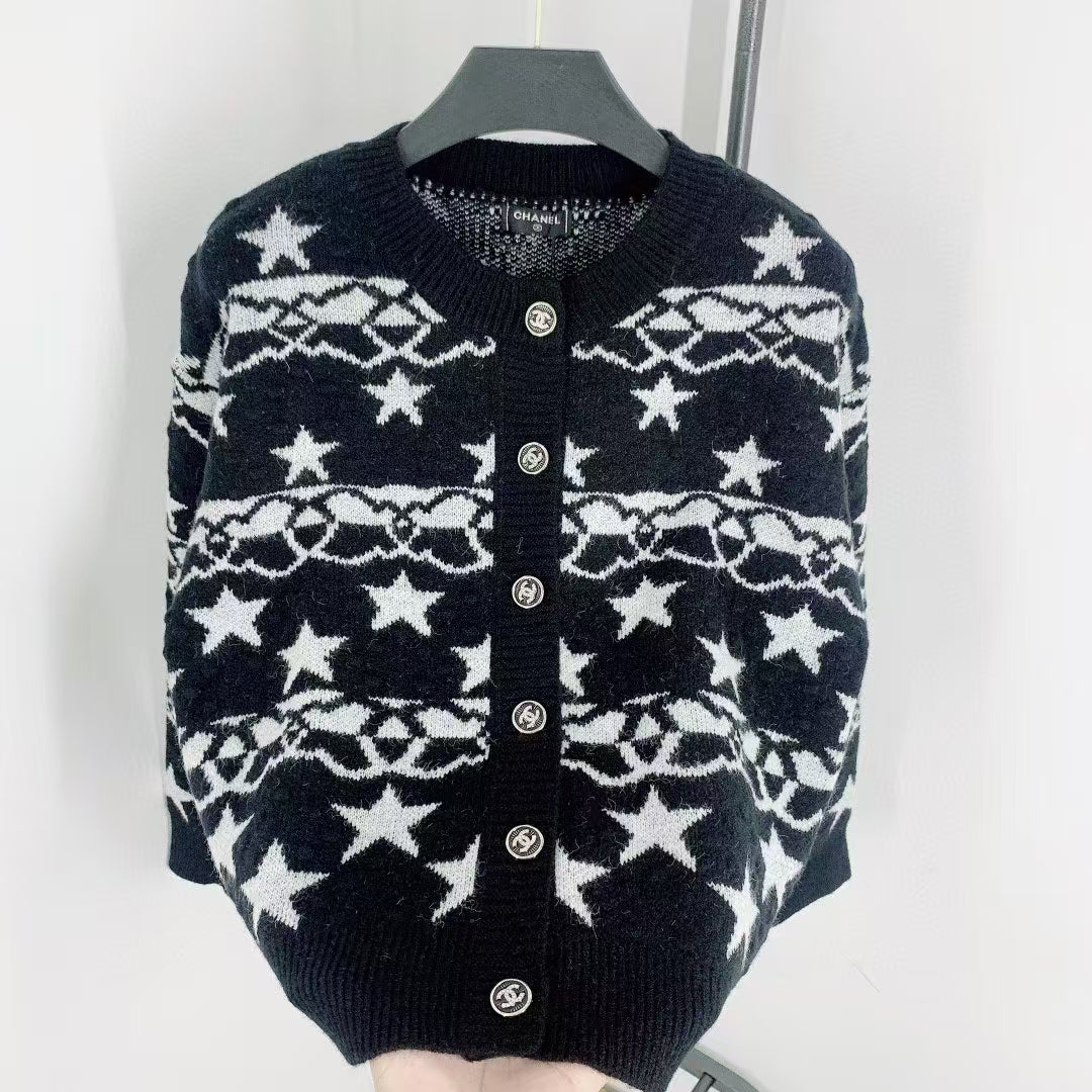 New Contrast Pattern Long Sleeve Cardigan