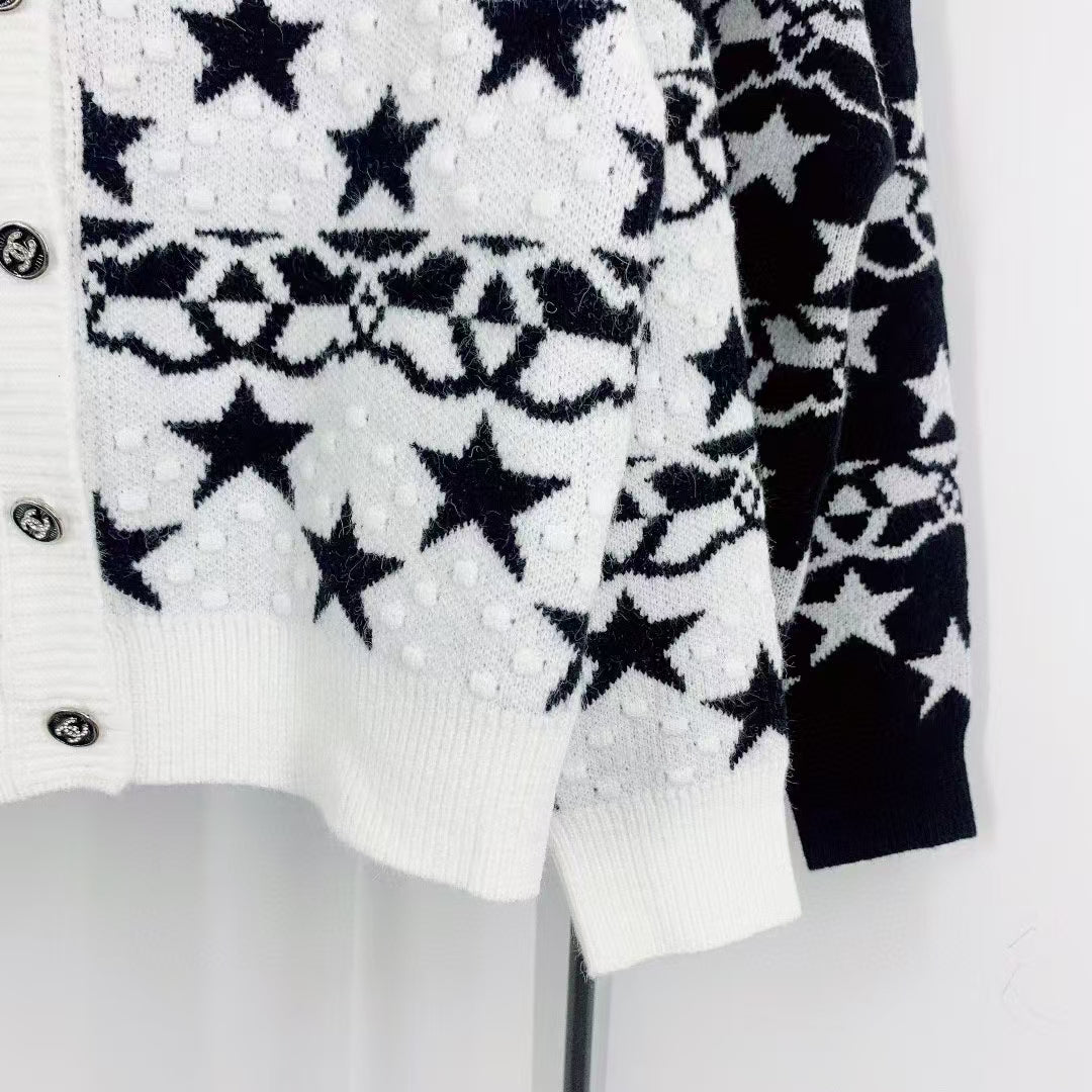 New Contrast Pattern Long Sleeve Cardigan