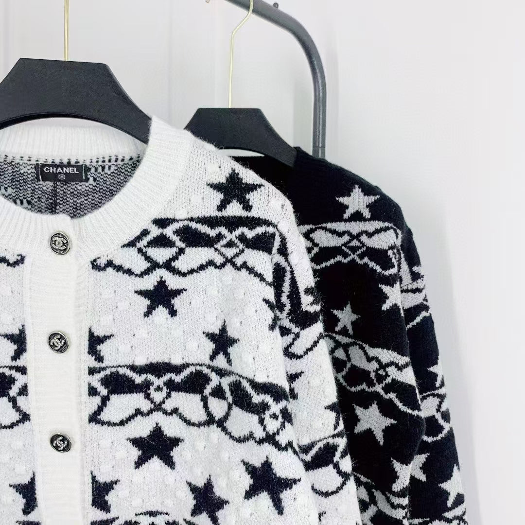 New Contrast Pattern Long Sleeve Cardigan