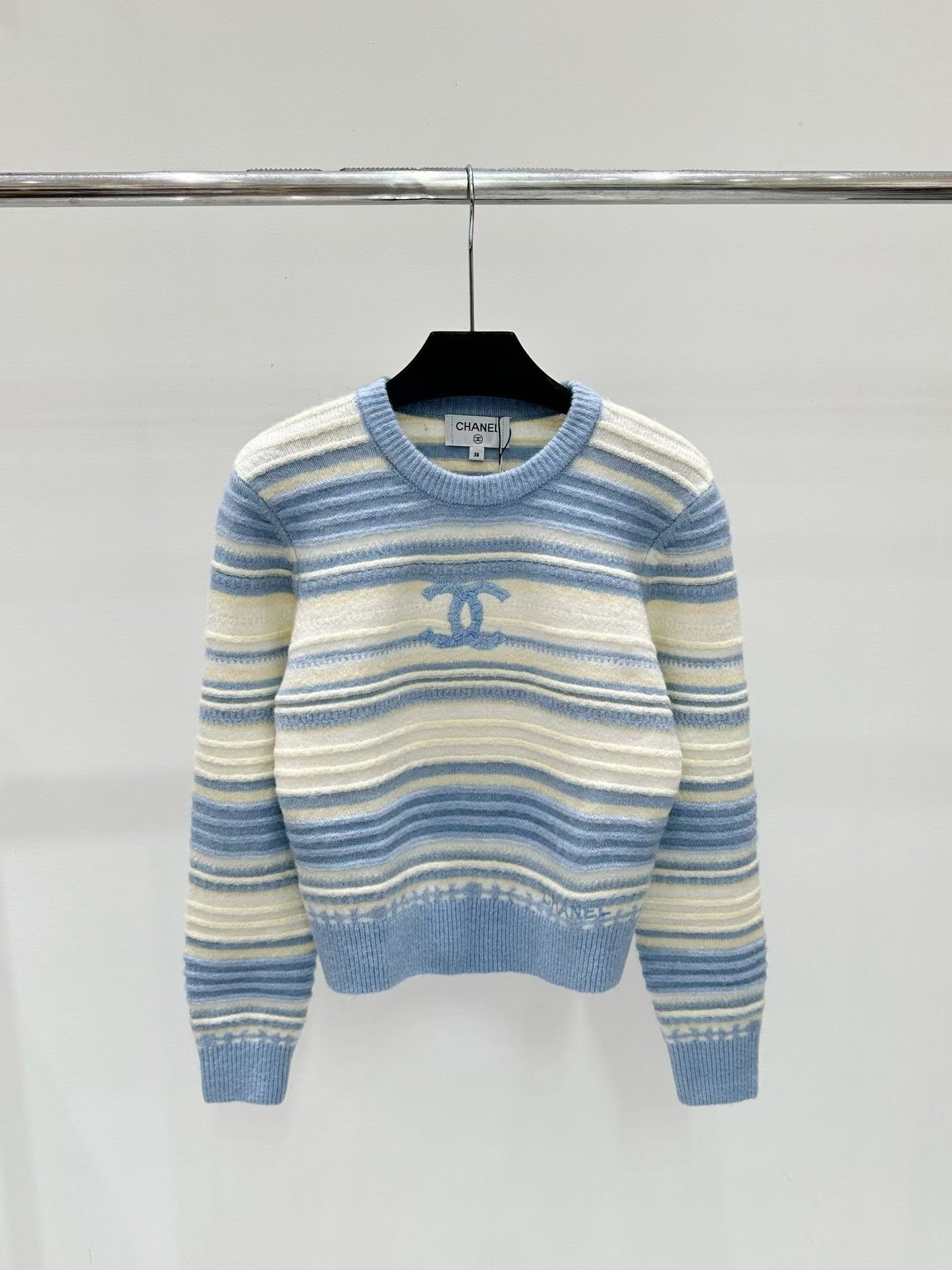 New Color Stripe Color Block Knitted Sweater