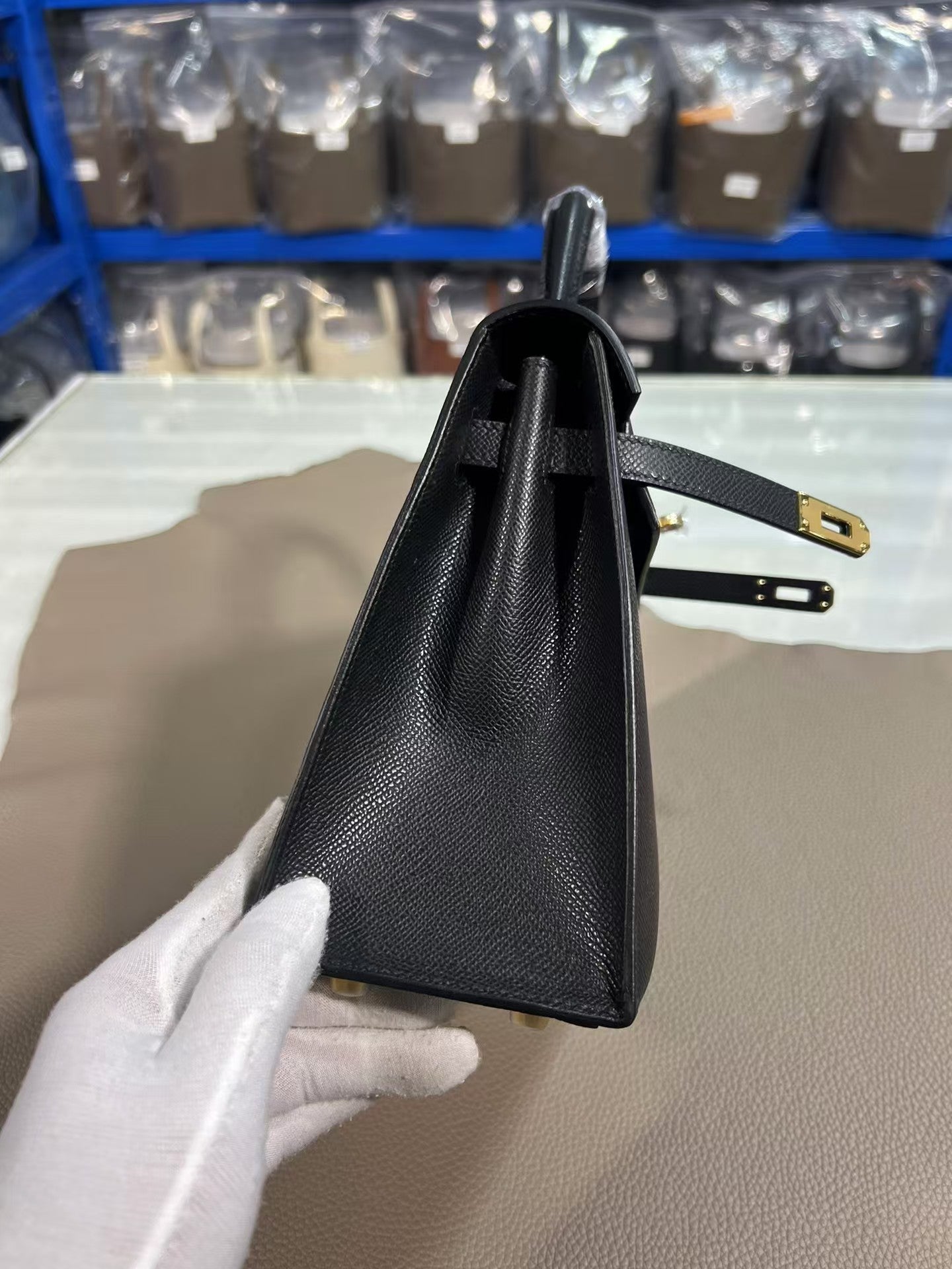 New black sheep gold imported custom lambskin messenger bag(25CM)