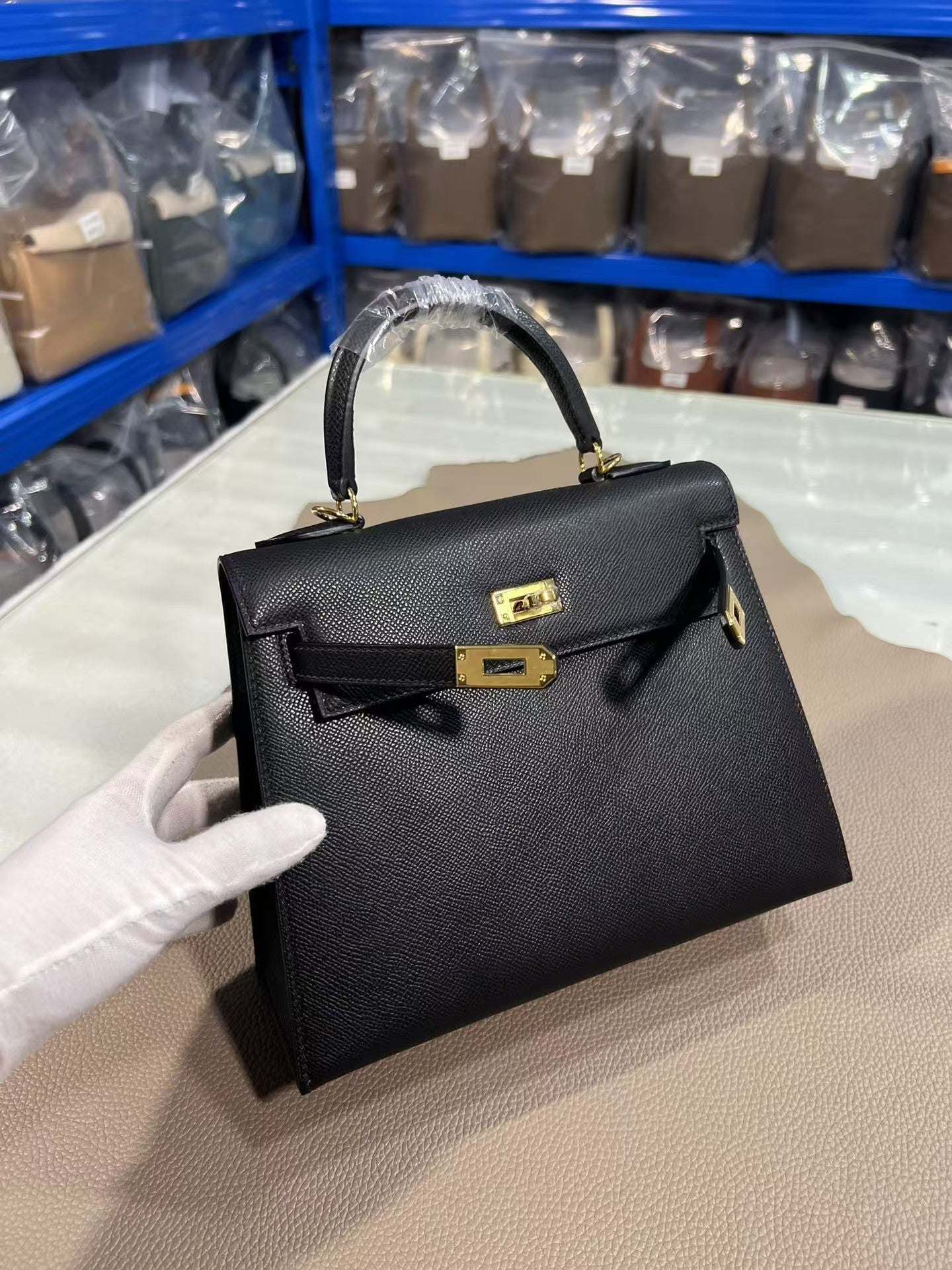 New black sheep gold imported custom lambskin messenger bag(25CM)