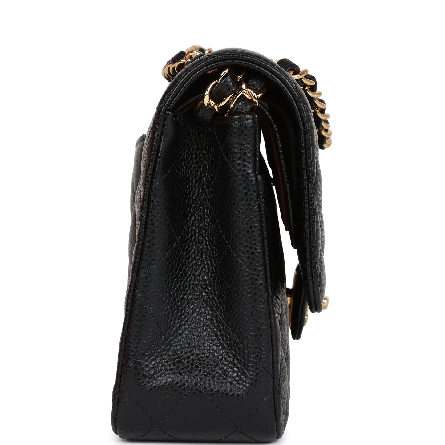 Medium Classic Double Flap Bag Black Caviar Gold Hardware(15.5×25.5×6.5cm)