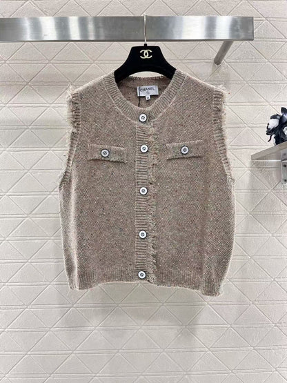 New Round Neck Button Knitted Vest