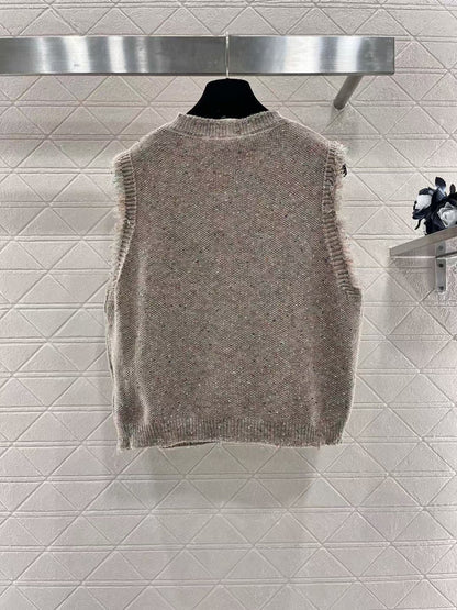 New Round Neck Button Knitted Vest
