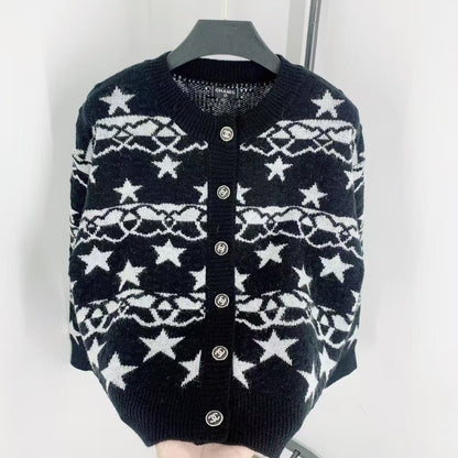 New Contrast Pattern Long Sleeve Cardigan
