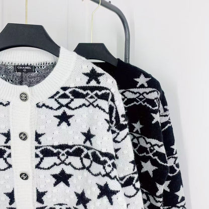 New Contrast Pattern Long Sleeve Cardigan