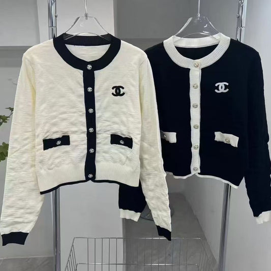 New Embroidered Logo Knit Cardigan
