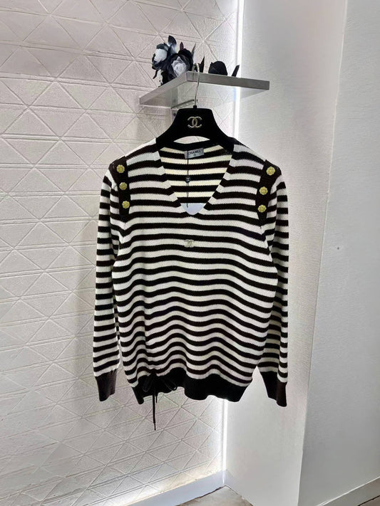 New Small Logo Striped Wool Sweater