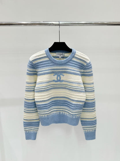 New Color Stripe Color Block Knitted Sweater