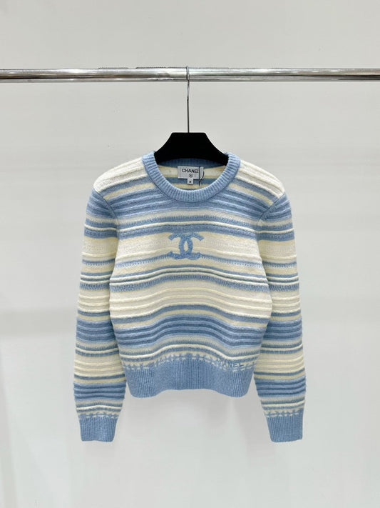 New Color Stripe Color Block Knitted Sweater