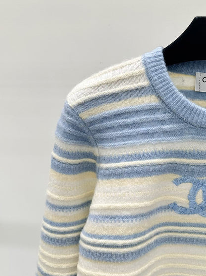 New Color Stripe Color Block Knitted Sweater