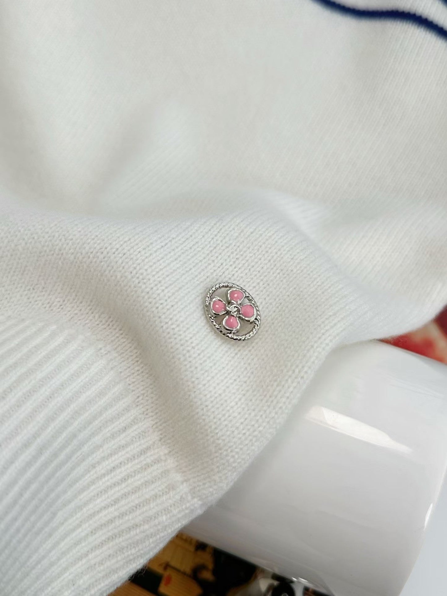 New Striped Jacquard Crewneck Cardigan
