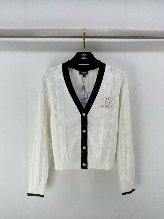 New Check Jacquard Logo Knit Cardigan