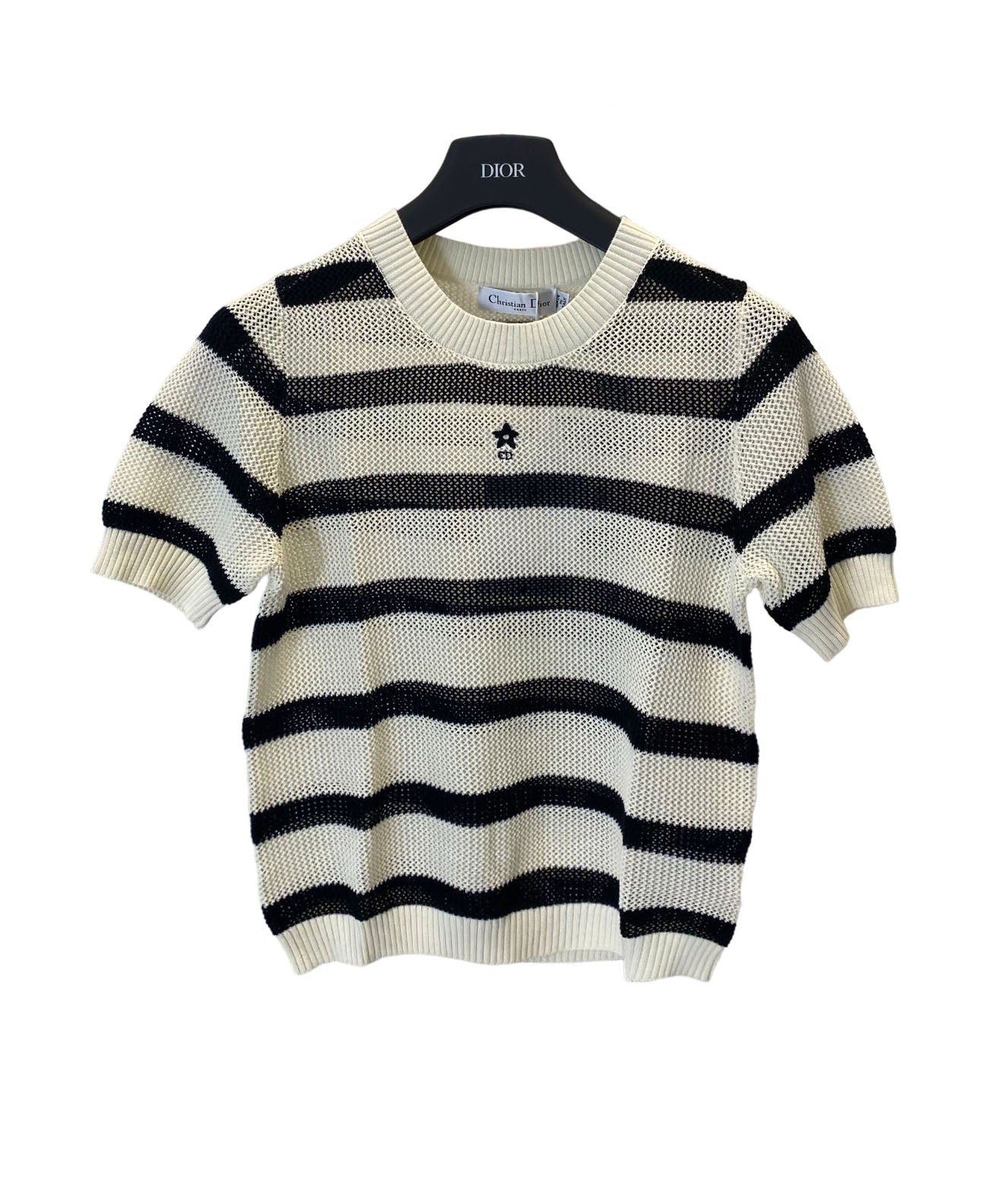 New Black and beige hollow knitted short sleeves